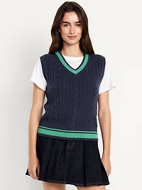 Wool-Blend Cable-Knit Vest