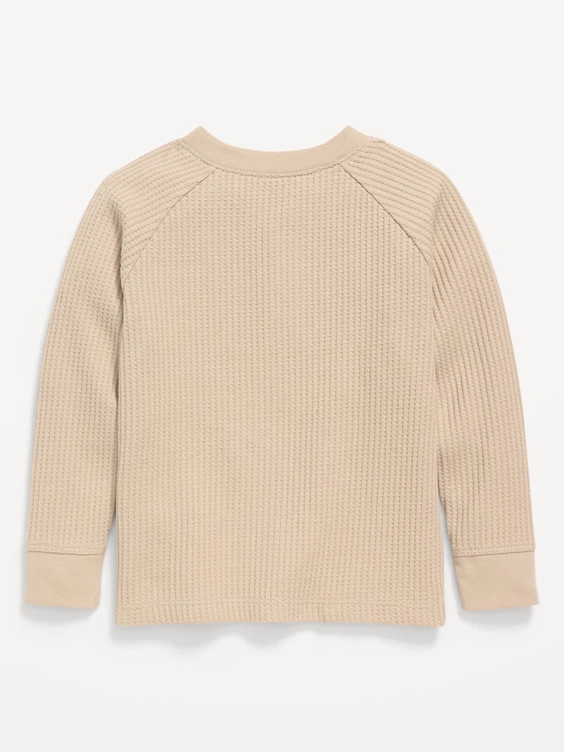 Long-Sleeve Henley Waffle-Knit Pocket T-Shirt for Toddler Boys
