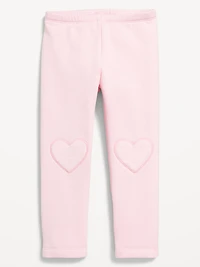 Heart-Patch Fleece-Lined Leggings for Toddler Girls