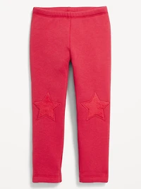 Heart-Patch Fleece-Lined Leggings for Toddler Girls