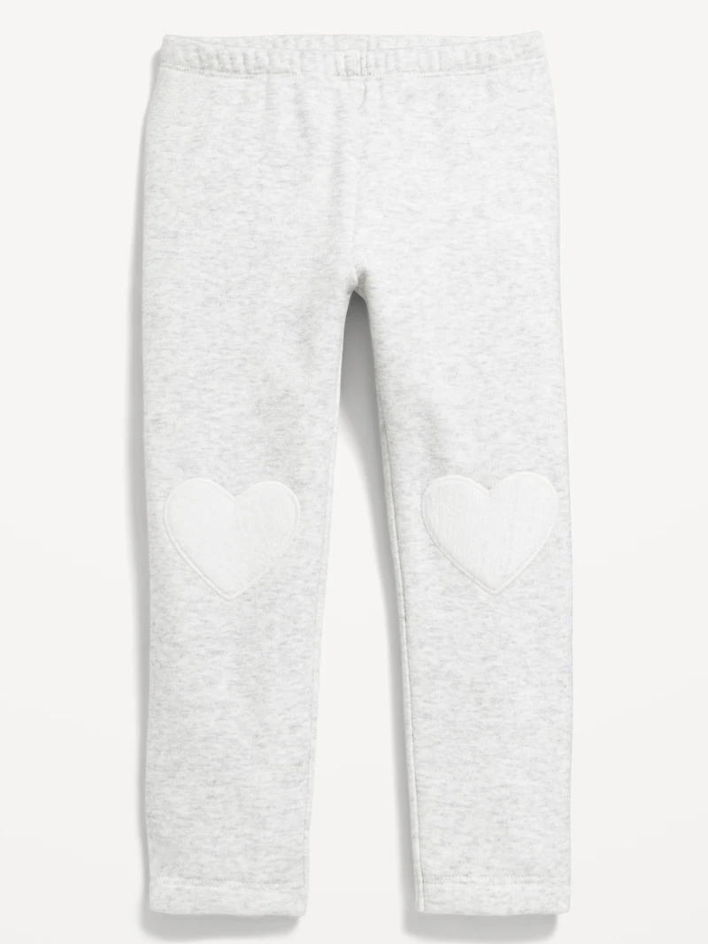 Heart-Patch Fleece-Lined Leggings for Toddler Girls