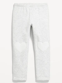 Heart-Patch Fleece-Lined Leggings for Toddler Girls