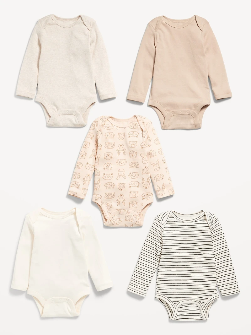 Long-Sleeve Bodysuit 5-Pack for Baby