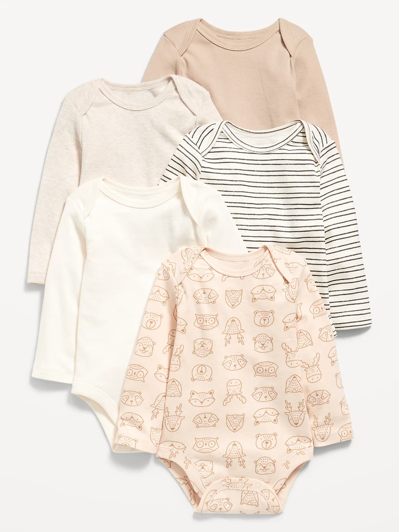 Long-Sleeve Bodysuit 5-Pack for Baby