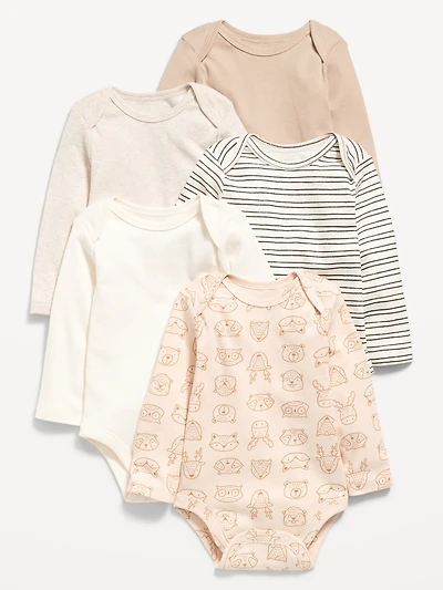 Long-Sleeve Bodysuit 5-Pack for Baby