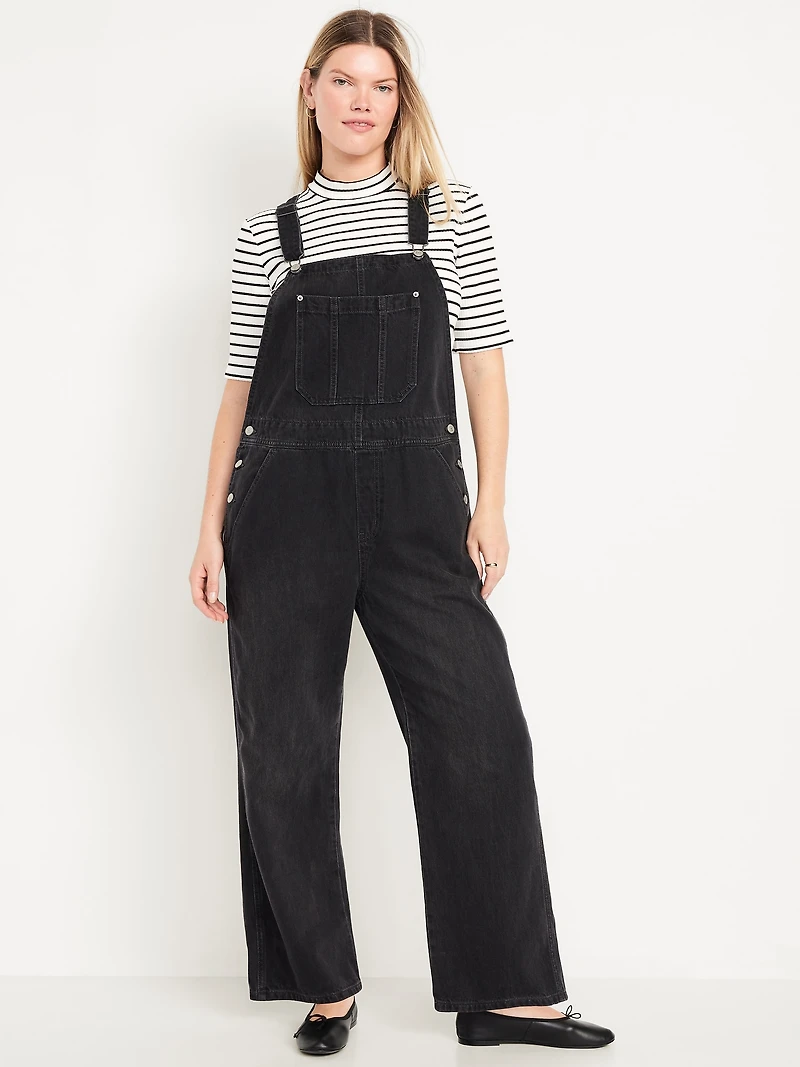 Baggy Wide-Leg Jean Overalls