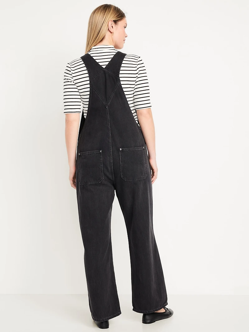 Baggy Wide-Leg Jean Overalls