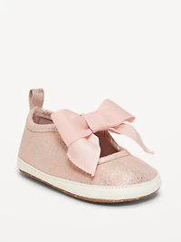 Shiny Faux-Suede Bow Sneakers for Baby