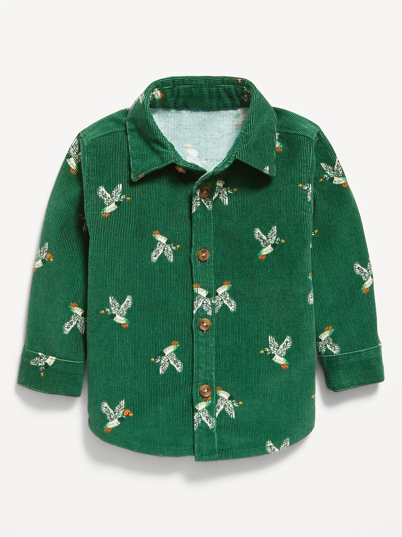 Printed Long-Sleeve Corduroy Shirt for Toddler Boys