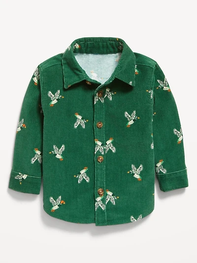 Printed Long-Sleeve Corduroy Shirt for Toddler Boys