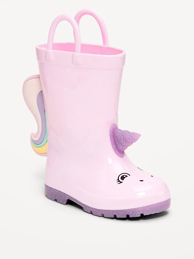 Tall Unicorn-Graphic Rain Boots for Toddler Girls