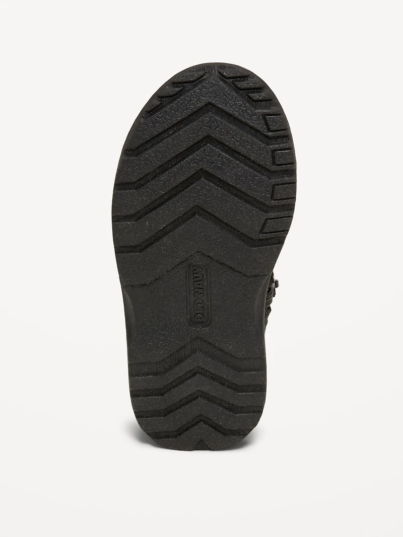 Faux-Suede Side-Zip Lace-Up Boots for Toddler Boys