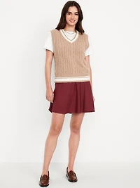 High-Waisted Crepe Flounce Mini Skirt