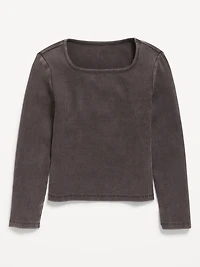 Fitted Long-Sleeve Ribbed Top for Girls