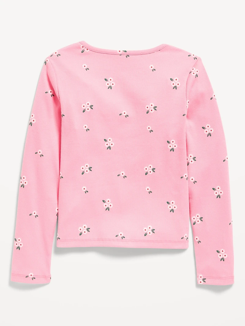 Fitted Long-Sleeve Ribbed Top for Girls