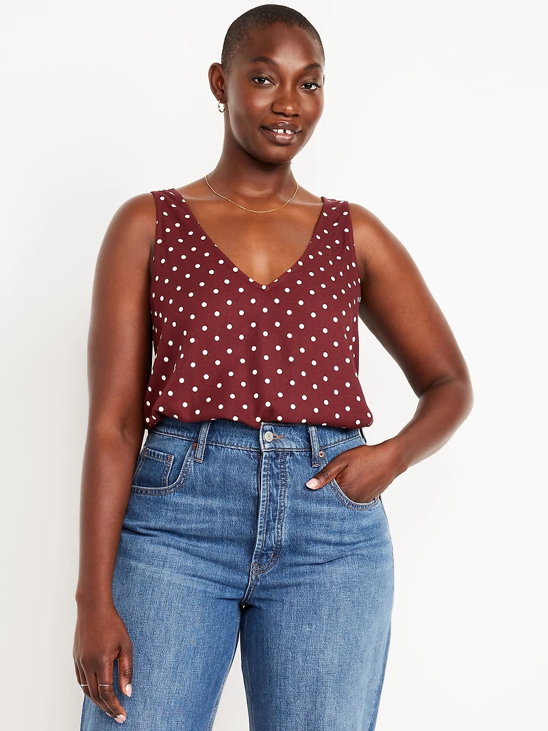 Sleeveless V-Neck Crepe Top