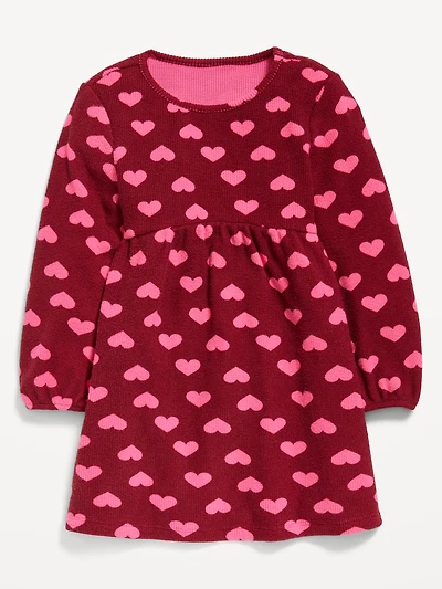 Long-Sleeve Waffle-Knit Dress for Toddler Girls