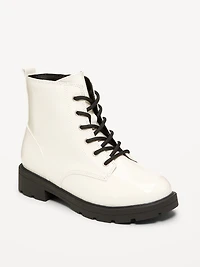 Faux-Leather Side-Zip Combat Boots for Girls