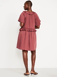 Satin Ruffle Mini Dress