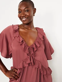 Satin Ruffle Mini Dress