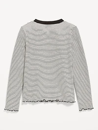 Printed Long-Sleeve Fitted Ringer Top for Girls
