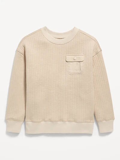 Oversized Quilted Utility Pocket Sweatshirt for Boys