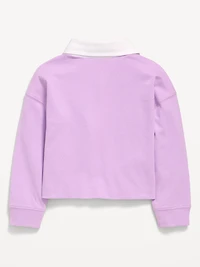 Long-Sleeve Cropped Polo Top for Toddler Girls
