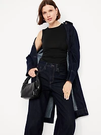 High-Neck Shirred Cropped Top