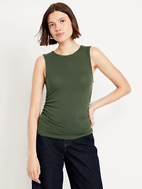 High-Neck Shirred Cropped Top