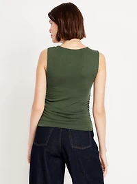 High-Neck Shirred Cropped Top
