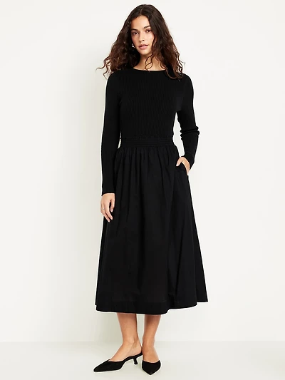 Smocked Midi Skirt