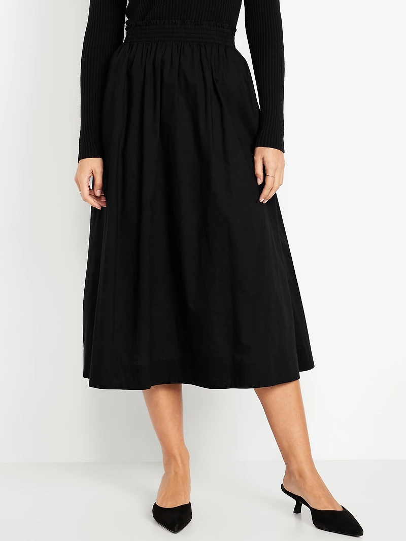 Smocked Midi Skirt