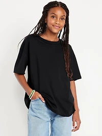 Oversized Short-Sleeve Raw-Edge T-Shirt for Girls