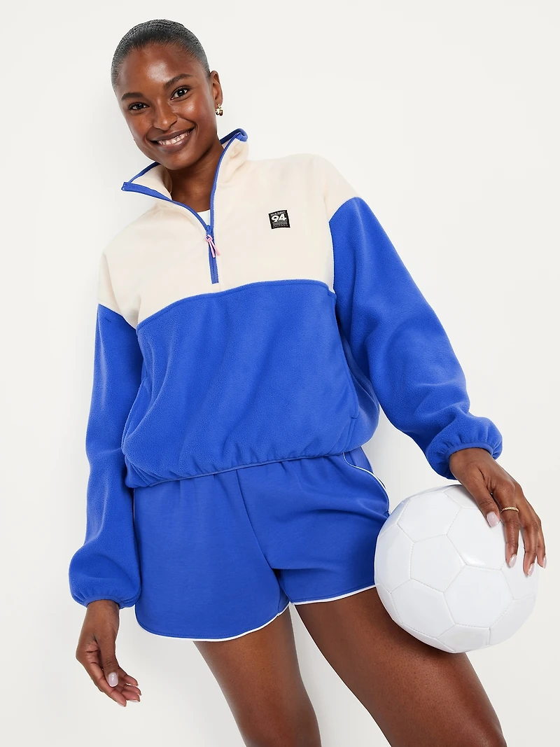 Oversized Performance Microfleece Cropped Half Zip