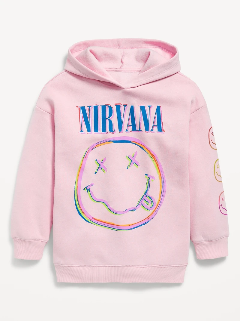 Nirvana™ Oversized Graphic Tunic Pullover Hoodie for Girls
