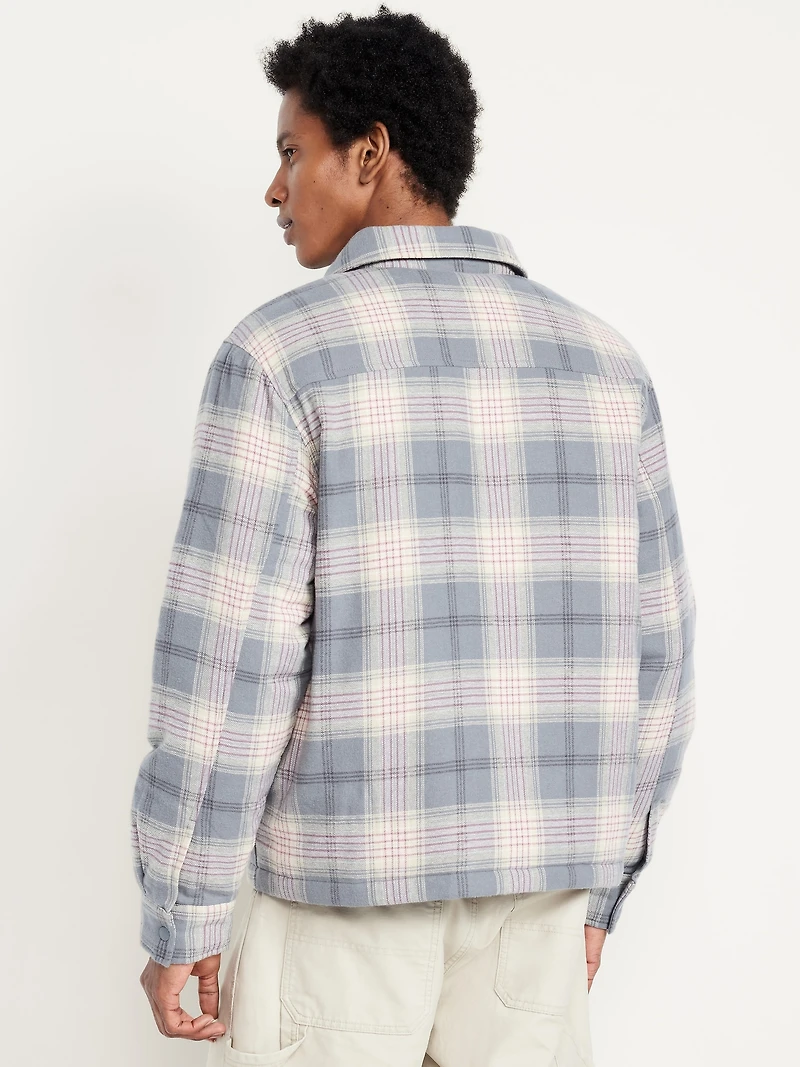 Insulated Cropped Flannel Shacket