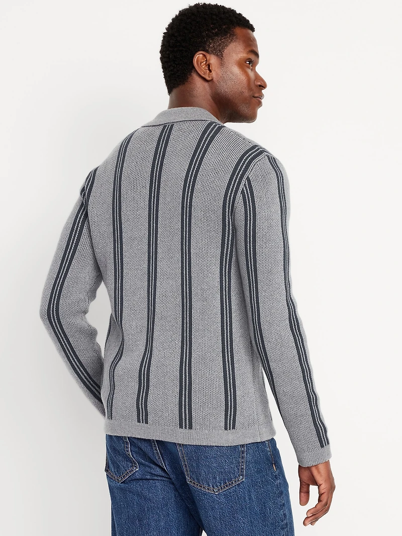 Striped Button-Front Cardigan Sweater