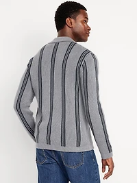 Striped Button-Front Cardigan Sweater