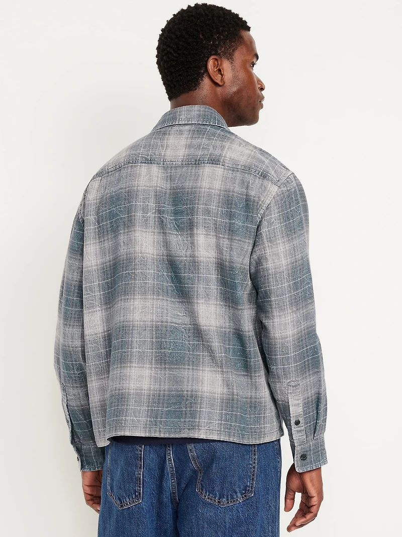 Cropped Plaid Flannel Shirt