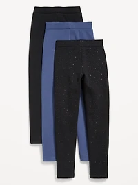High-Waisted Full-Length Fleece Leggings 3-Pack for Girls
