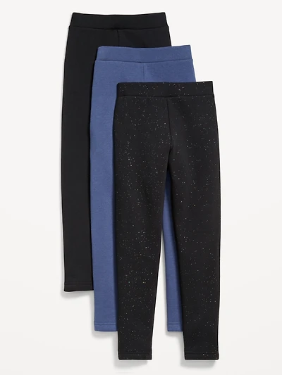 High-Waisted Full-Length Fleece Leggings 3-Pack for Girls