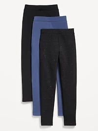 High-Waisted Full-Length Fleece Leggings 3-Pack for Girls