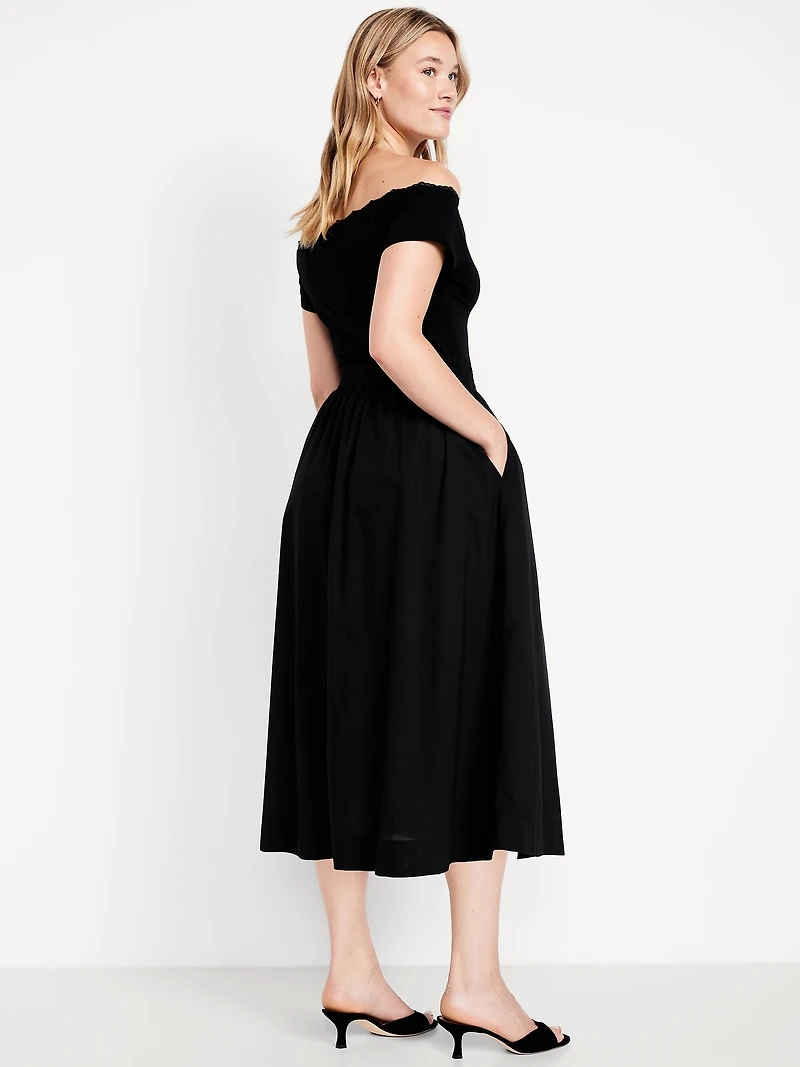 Smocked Midi Skirt
