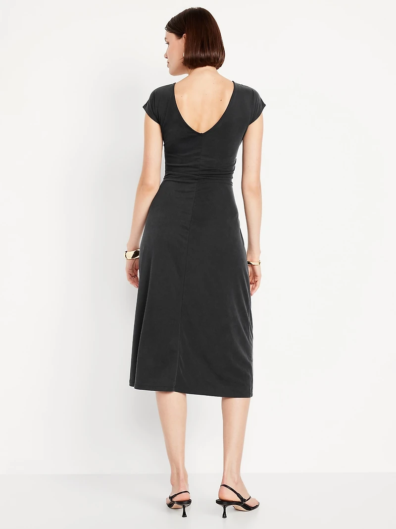 Fit & Flare Ruched Midi Dress
