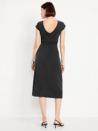 Fit & Flare Ruched Midi Dress