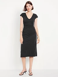 Fit & Flare Ruched Midi Dress