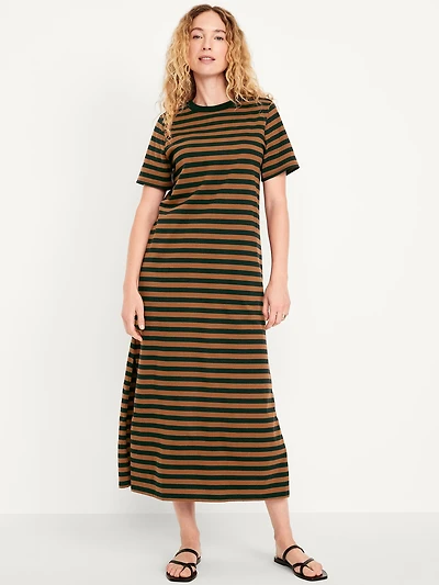 Vintage Crew-Neck Maxi T-Shirt Dress
