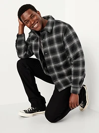 Insulated Cropped Flannel Shacket