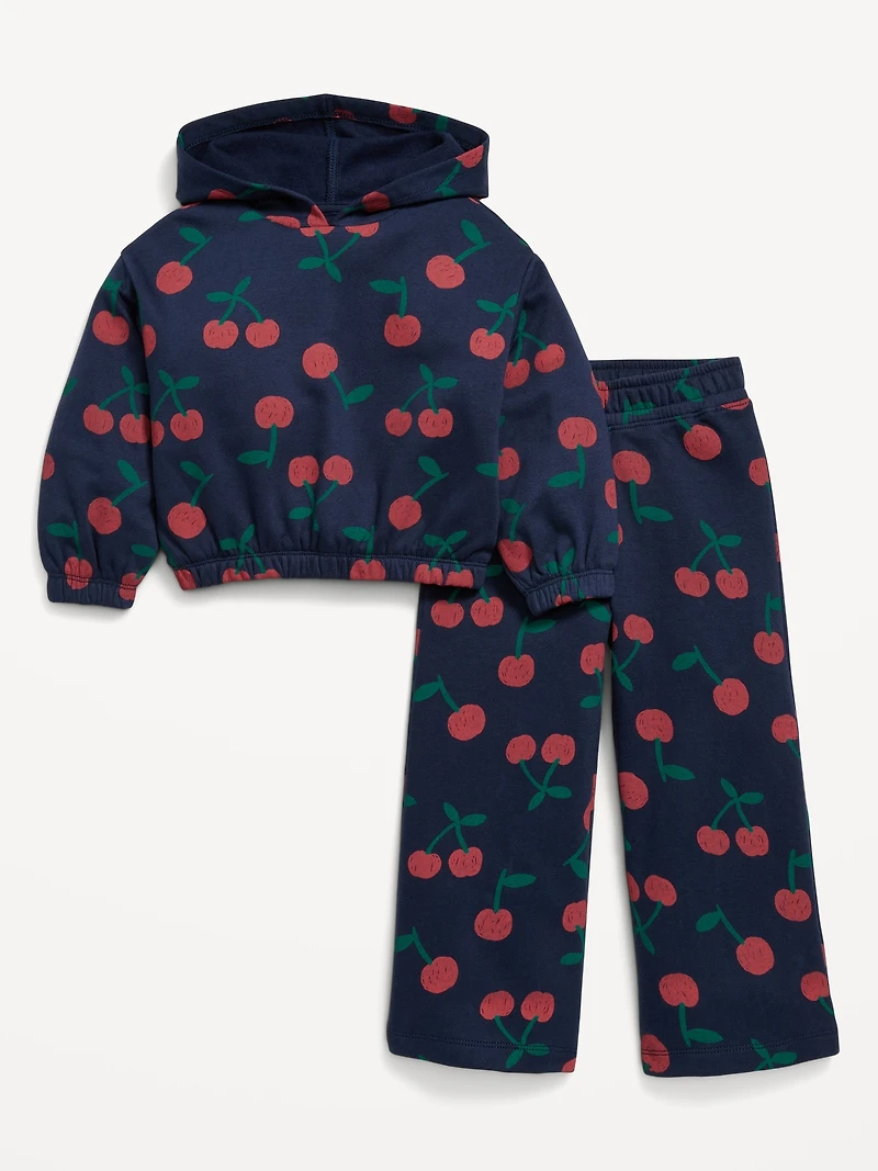 Long-Sleeve Hoodie and Wide-Leg Set for Toddler Girls