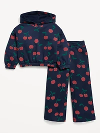 Long-Sleeve Hoodie and Wide-Leg Set for Toddler Girls